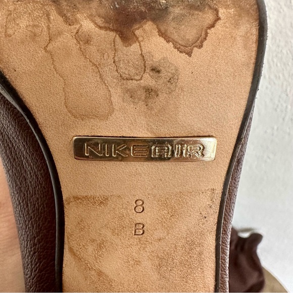 Cole Haan Nike Air GALI Brown Leather Boots Mid Calf Ruffle Top Size 8 - Picture 6 of 14